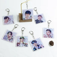 kpop bangtan boys hologram keychain new acrylic key ring bag pendant accessories decoration fans gift collection