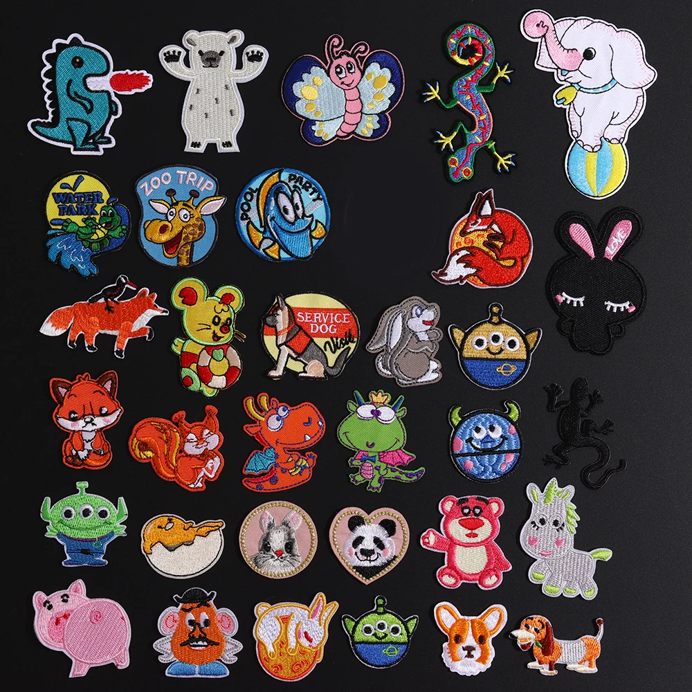 Панда волк свинка кошка значки животных аппликации с заплаты вышивки для одежды