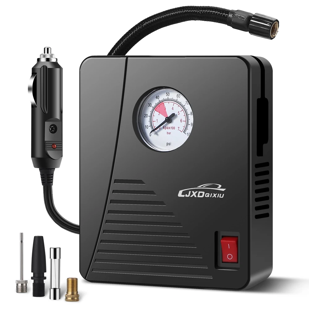 Автомобильный воздушный насос портативный двухцилиндровый с цифровым дисплеем