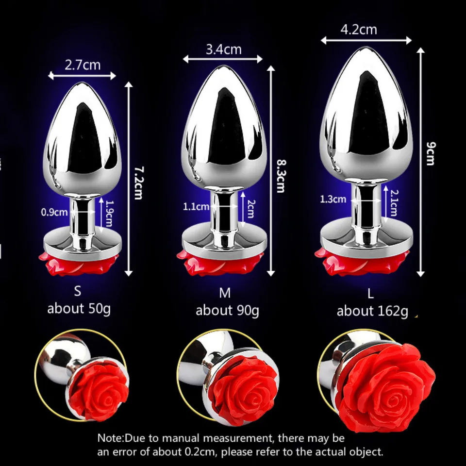 Stainless Steel Anal Toys Butt Plug Metal 1pc S/M/L Rose Sex for Women Adult Products Prostat | Красота и здоровье
