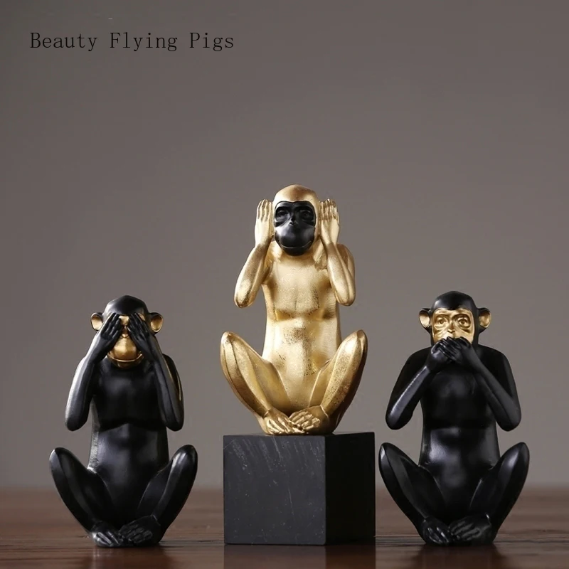 Скандинавская простая животная обезьяна из смолы украшение для дома гостиной ТВ