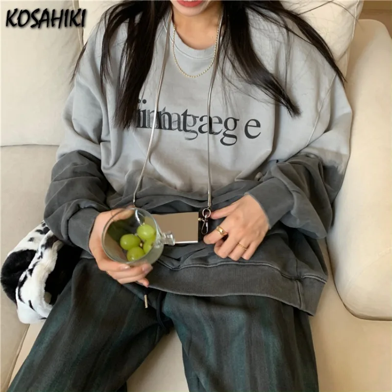 Женская винтажная Толстовка с принтом в виде букв | Толстовки и свитшоты