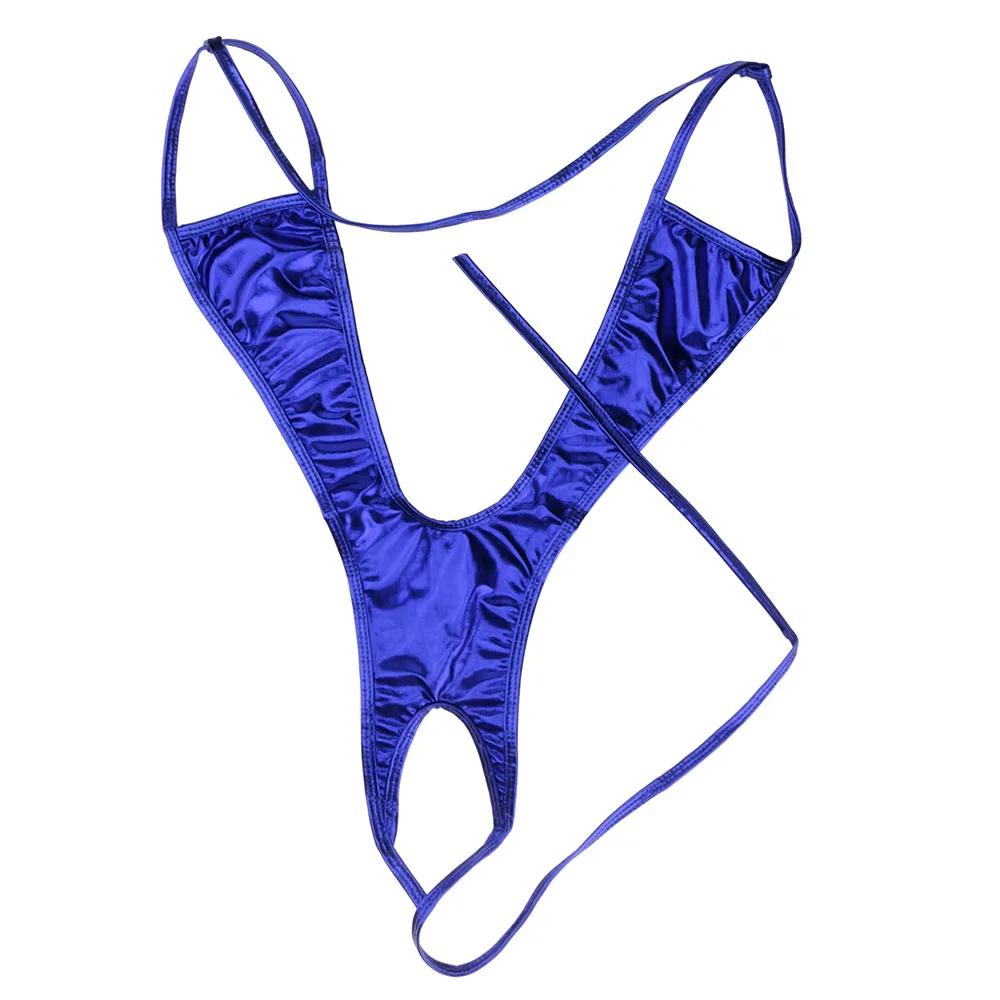 Слитное Эротическое нижнее белье из лакированной кожи с глубоким V-образным