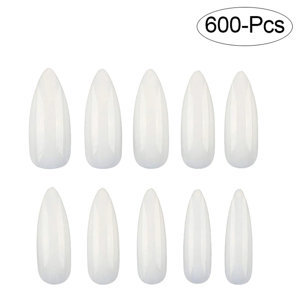 

600 PCS Set Artificial Ballerina In 10 Sizes Full Coverage Medium Size Sharp Ends False Nail Art Tips Stiletto Fake Nail Tips