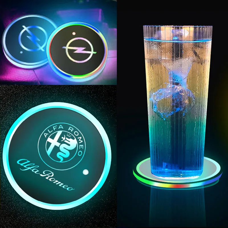 

1Pc Car LED Cup Holder Light Mats Car Coasters For Toyota TRD Logo Corolla Chr Avensis Yaris Camry Racing Car Accessories