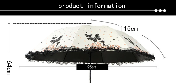 Любимые зонты для девочек, складной зонт от дождя, современный модный женский зонтик, женский кружевной зонтик с бабочкой, подарок