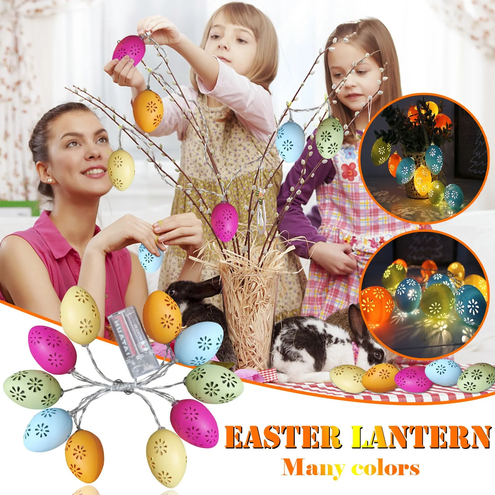 

10/20/40 LED Light Easter Eggs For Easter Party Decoration Wedding Decoration Lights Luces De Led Para Decoracion 2021 new