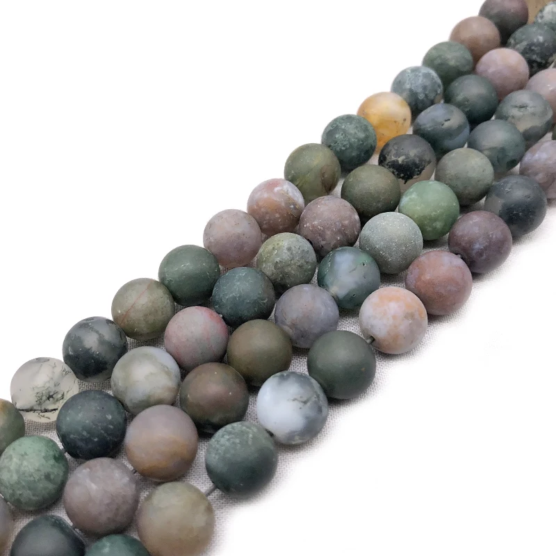 

Wholesale Natural Stone Matte Dull Polish India Agates Round Beads For Jewelry Making 4/6/8/10/12mm Diy Loose Beads Accessories