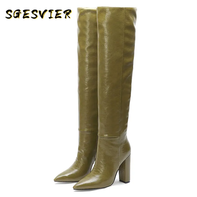 

Sgesвье 2020 Новое поступление модные высококачественные сапоги выше колена сексуальные с острым носком на высоком каблуке зимние женские сап...