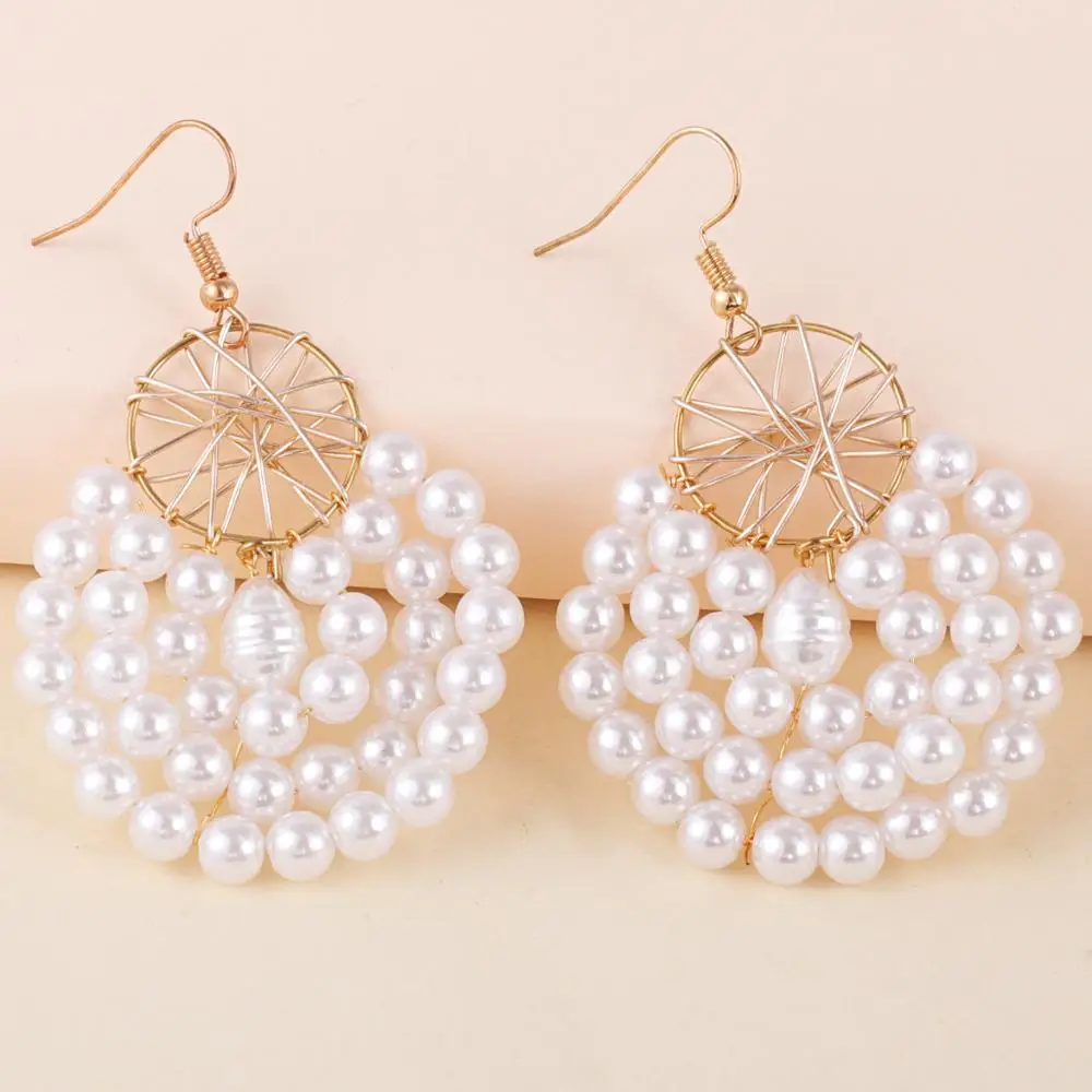 Модные Многослойные жемчужные серьги Ximei металлические для женщин крупные
