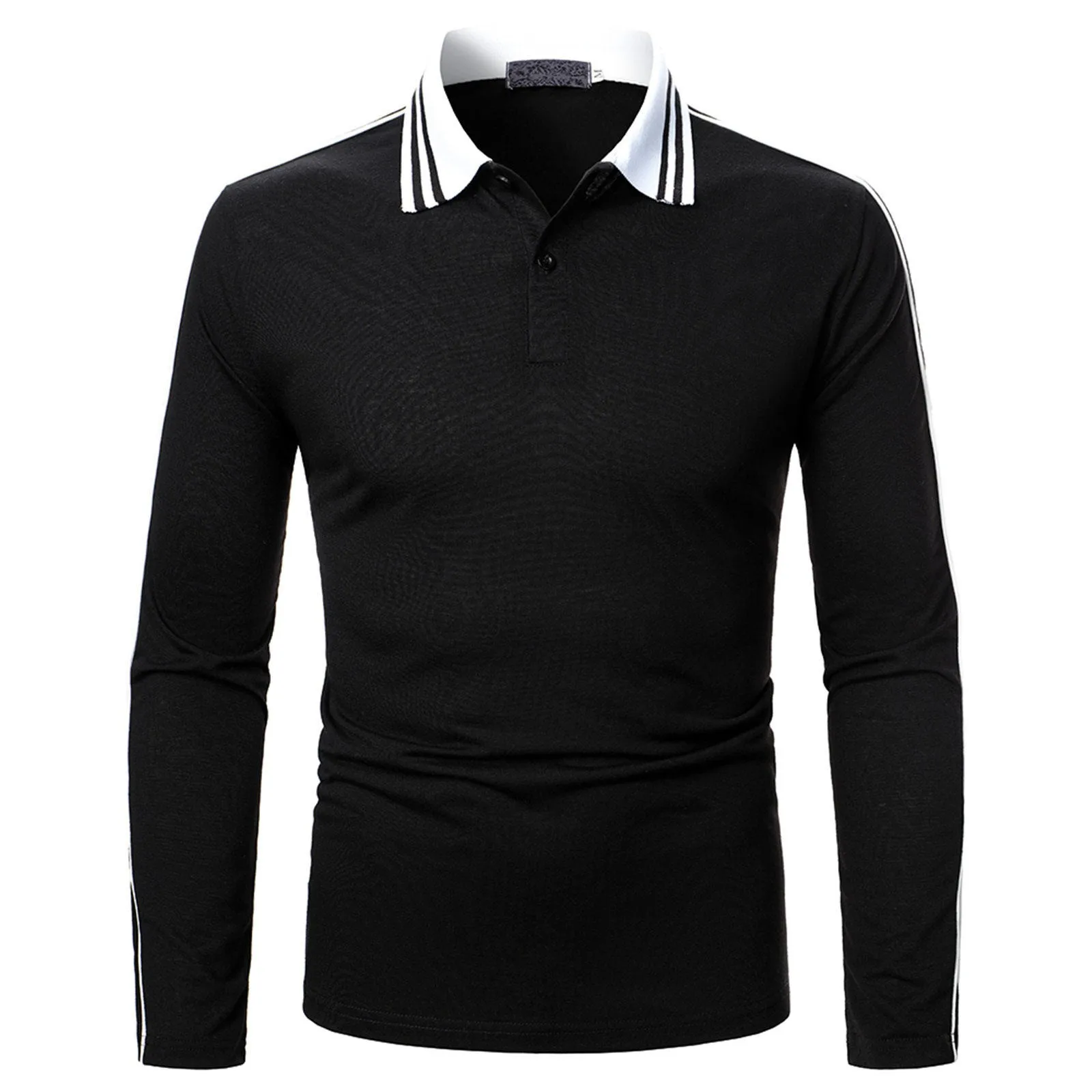Autumn Men's Polo Shirt New Solid Color Long Sleeve Casual Polo Shirt Men's Fashion Autumn Lapel Breathable Top Loose Large Size