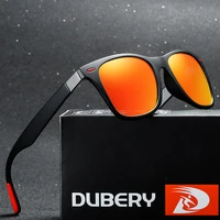 dubery men sunglasses square mirror shades quality polarized driving sun glasses trendy cool outdoor retro sunglass with box