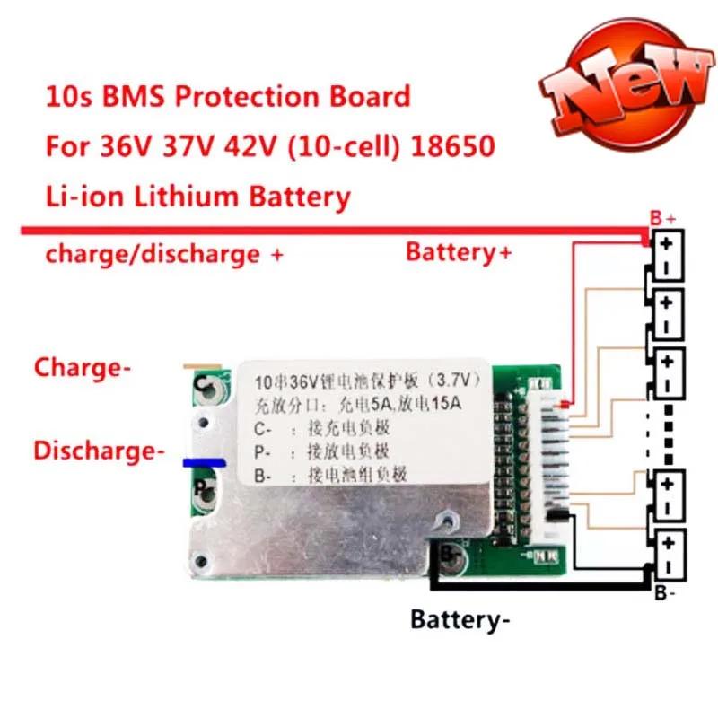 Новый высококачественный E-bike-akku 10S 36V Li-Ion Lithiumzelle 40A 18650 Batterie Schutz battery board BMS Platine Balance
