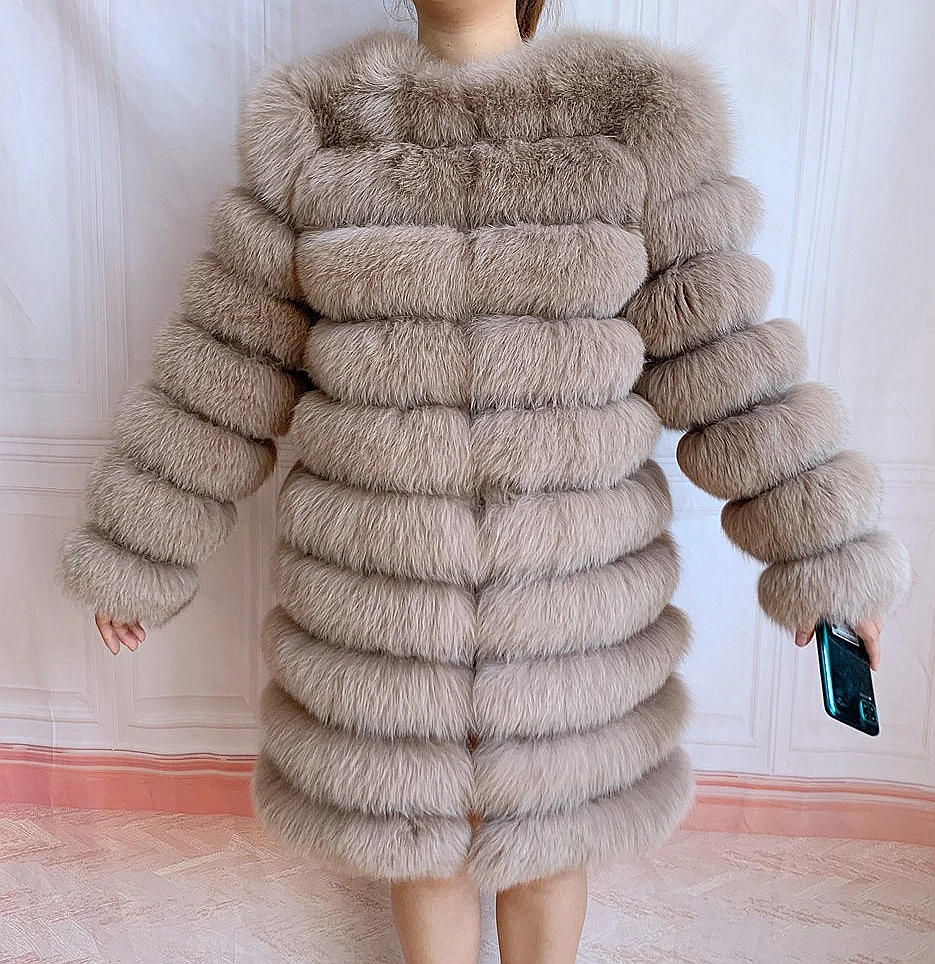 NEW winter warm women coat natural fox fur coat real fox fur women jacket  fox fur coat Long Sleeve detachable 4IN1 long coat enlarge