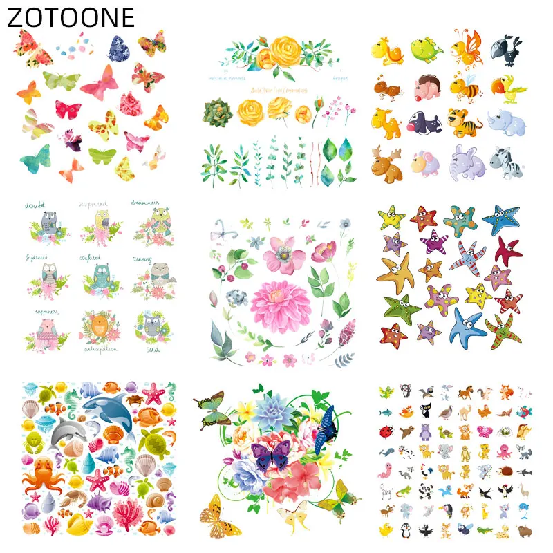 ZOTOONE большой размер нашивки с животными цветами для одежды утюгом а-образный Цвет