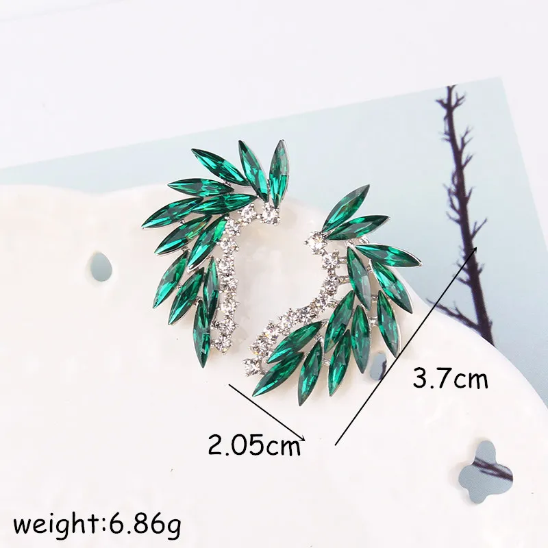

Rhinestone Wings Stud Earrings Acrylic Crystal Stone Women Piercing Earrings Trendy Wedding Jewelry Christmas Gift
