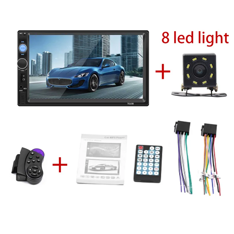 Радио Handsfree обратное изображение Bluetooth автомобильное радио Mirrolink FM/AUX/USB/TF радио автомобиля 2 Din рулевое колесо управления автомобиля аудио стерео - Цвет: with Remote 8 camera