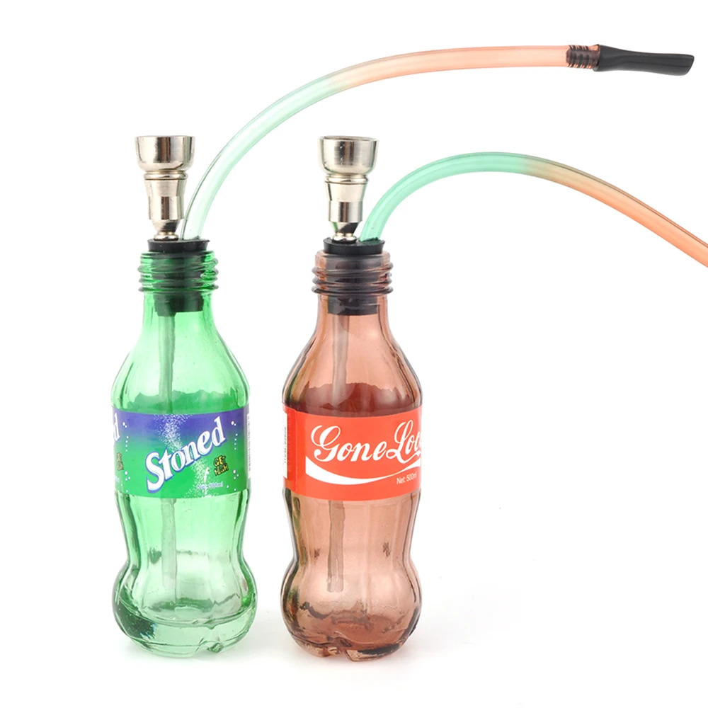 

2pcs/lot Bar Style Mini Small Hookah Shisha Funny Design Glass Bottle Water Pipe Tobacco Smoking Pipes Metal Tube трубка для кур