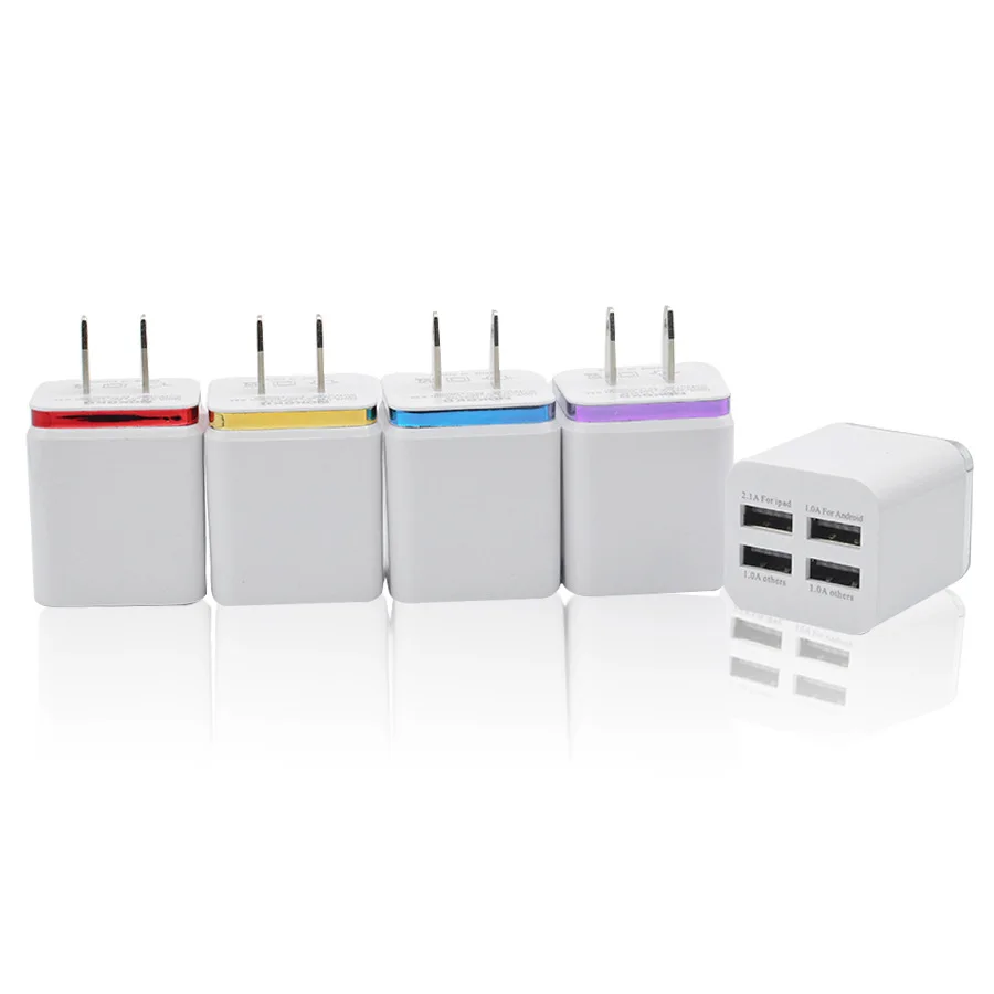 Новое покрытие зарядное устройство 4USB зарядное устройство для мобильного телефона 2.1A 4 USB металлическое боковое зарядное устройство