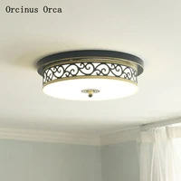 american retro carved glass ceiling lamp living room study bedroom european creative iron led ceiling lamp