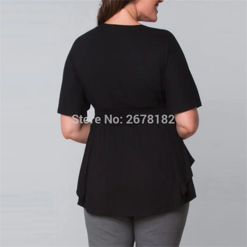 Туника большого размера топы 2018 летняя сексуальная черная рубашка с коротким