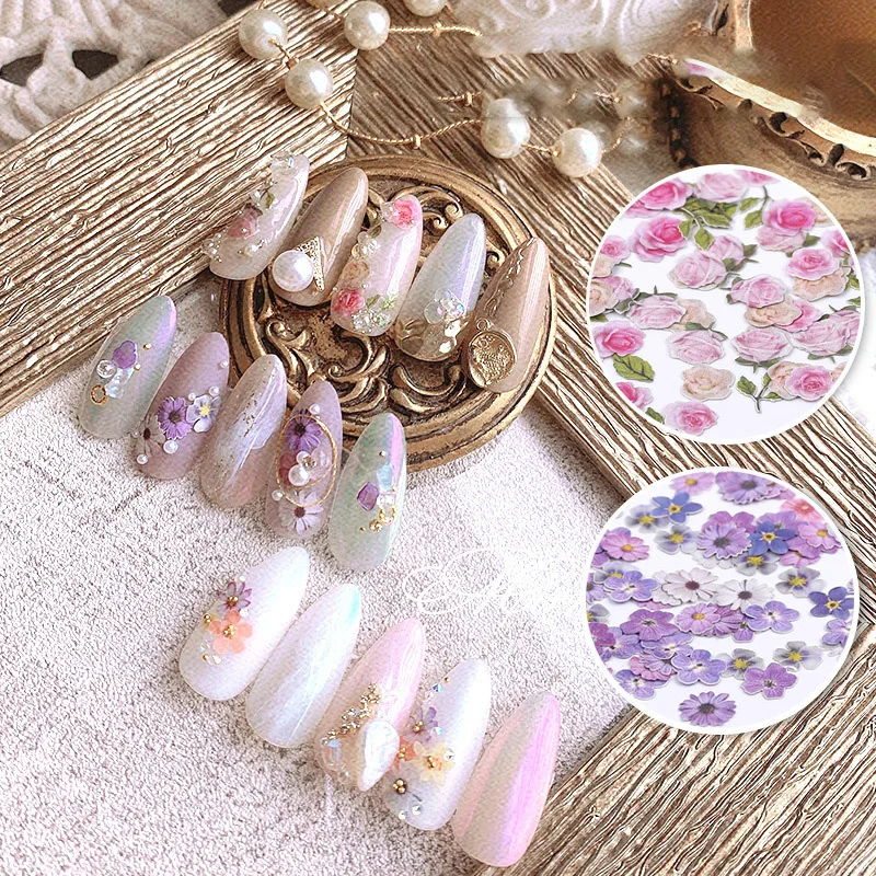 Искусство ногтей разноцветные маленькие маргаритки розы ультратонкие патчи из