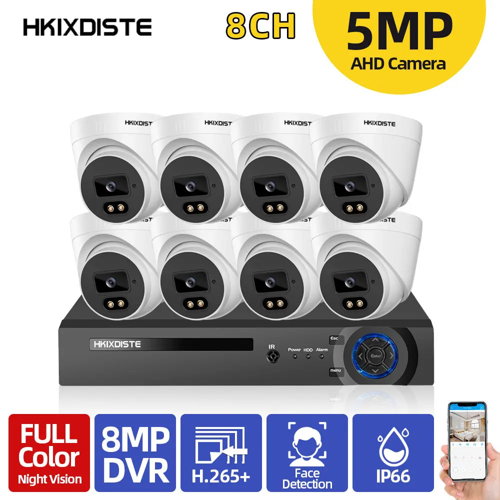 

H.265 4K 8CH CCTV DVR Security Camera System Set 4/8PCS 5MP Outdoor Waterprooof Color Night Vision Camera Video Surveillance Kit