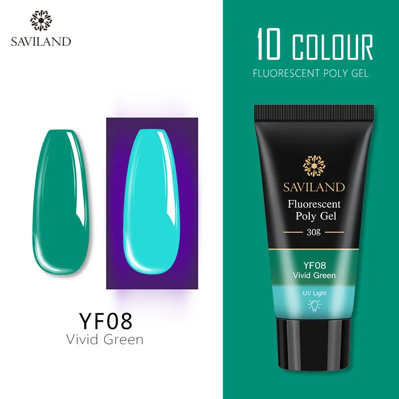 YF08 SAVILAND 30 мл неоновые ногти флуоресцентный полигель быстрое строительство акриловый полигелевый удлинитель яркий для дизайна ногтей - Цвет: YF08