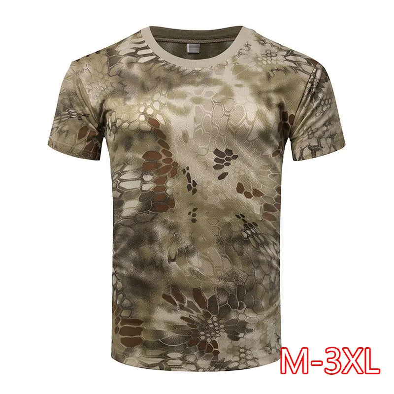 

2021 Military Camouflage Tactical T Shirt Men Women Outdoor Short Sleeve Quick Drying Mesh Combat Shirt Training Clothing 3XL