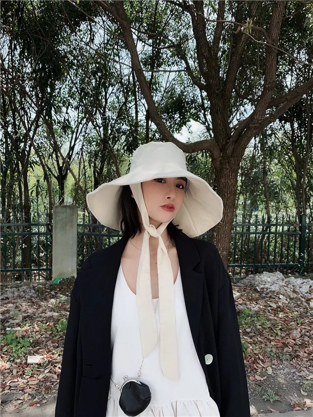 [EAM] Новинка 2022 года Сезон весна-лето Круглая бандажная шляпа с бантиком в виде