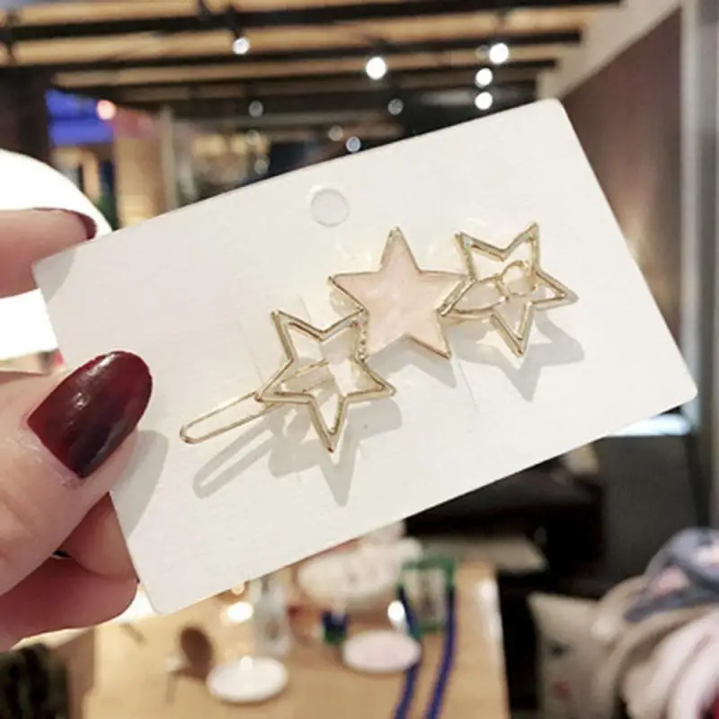 Темпераментная боковая клипса пятиконечная звезда круглая челка сломанная