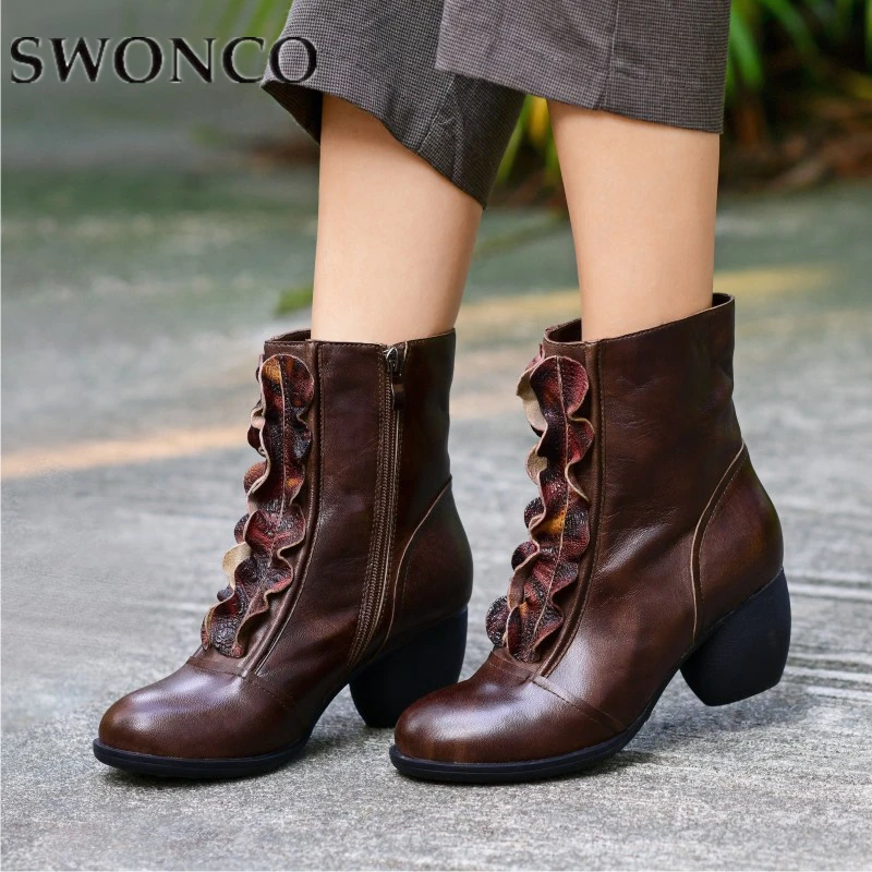 

Nice Autumn Shoes Women Ankle Boots Genuine Leather Nice Block Heel Casual Shoes For Women Autumn Boot Shoe Female Martin Boot