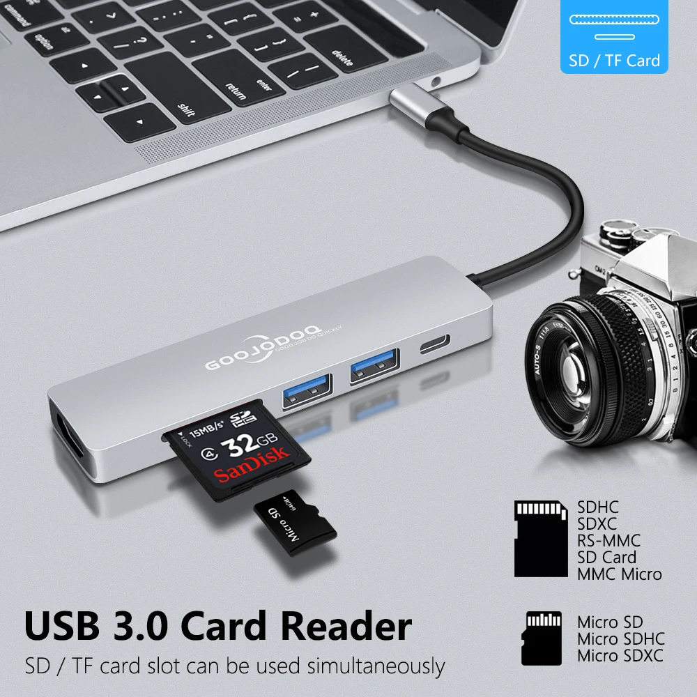 GOOJODOQ USB C концентратор 3 0 Type адаптер для HDMI-совместимый thunderbolt PD док-станция iPad Macbook
