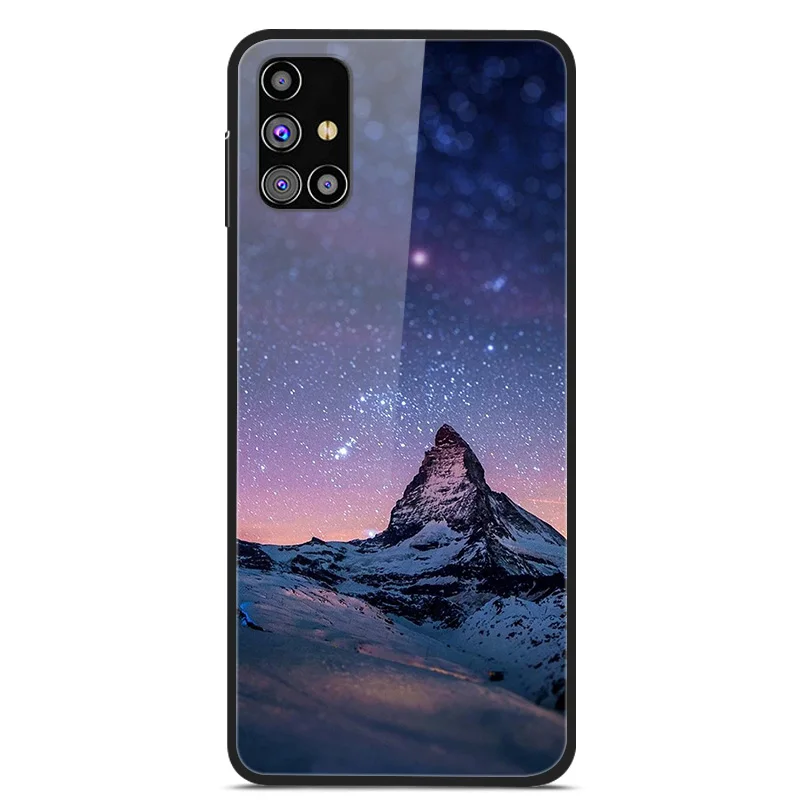 Окрашенный жесткий чехол из закаленного стекла для Samsung M31s M51 M 31s Роскошный Galaxy
