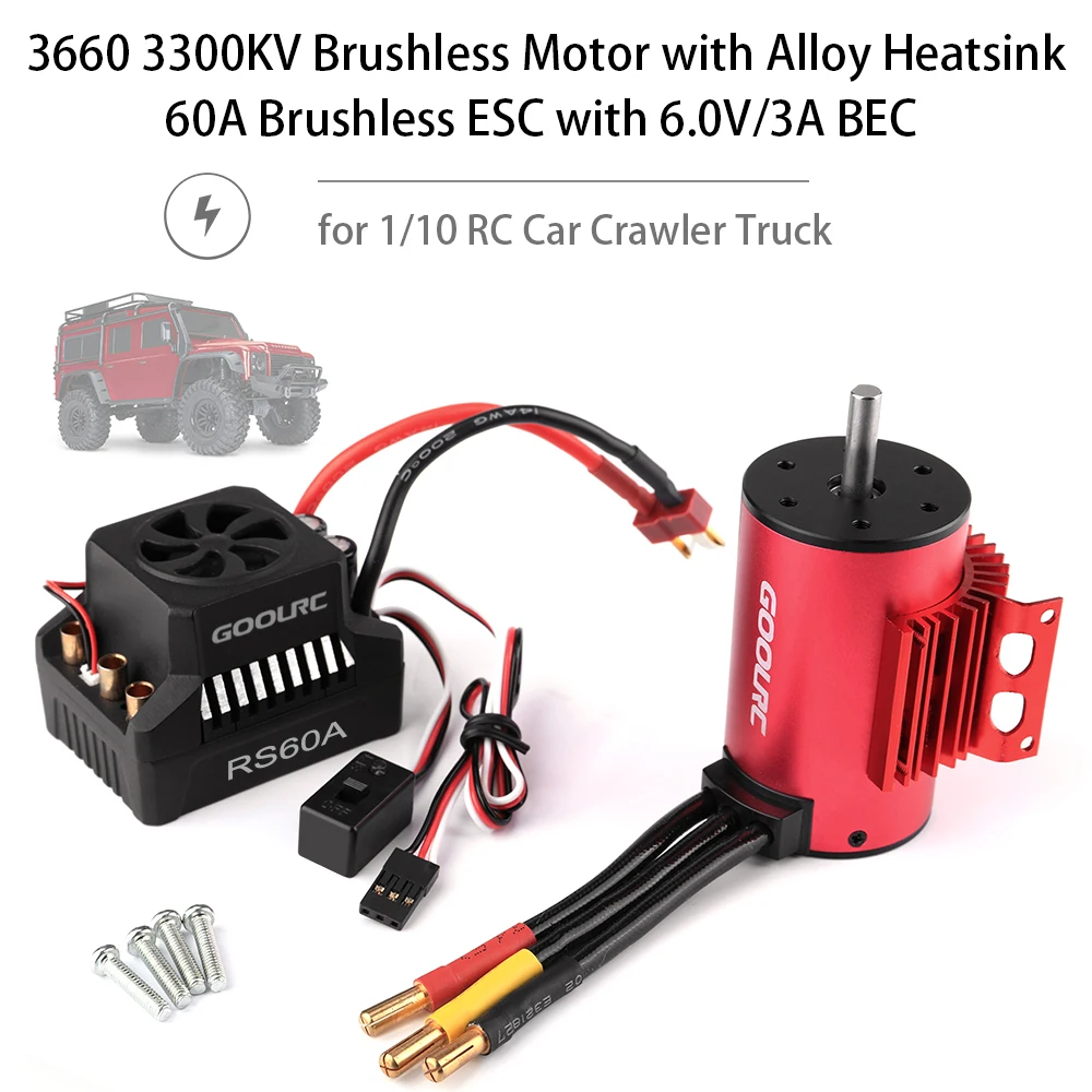 GoolRC 3660 3800KV бесщеточный двигатель с радиатором 60A брызгозащищенный электронный