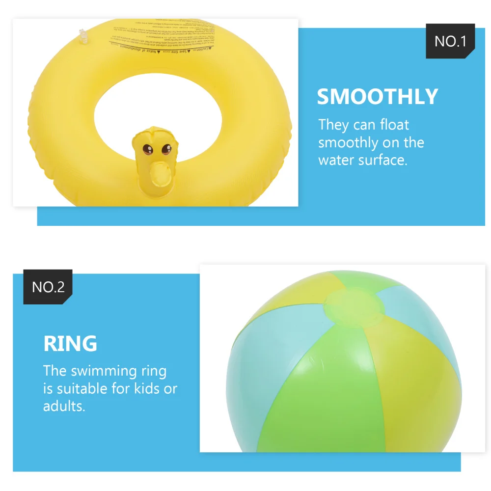 

1 Set of Durable PVC Swimming Pool Creative Swim Ring Practical Inflator Pump