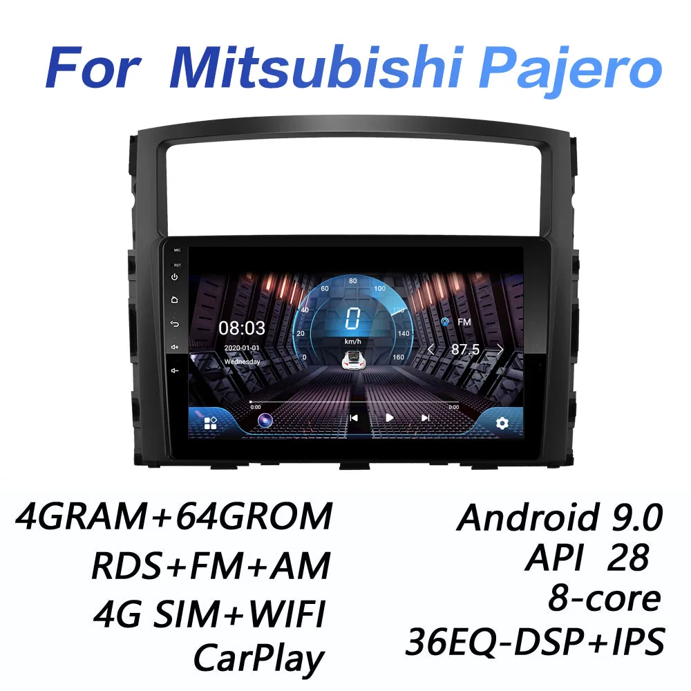Автомобильный мультимедийный dvd плеер 4 Гб + 64 ГБ IPS 2.5D 36DSP Android 9 0 2 Din GPS для Mitsubishi Pajero