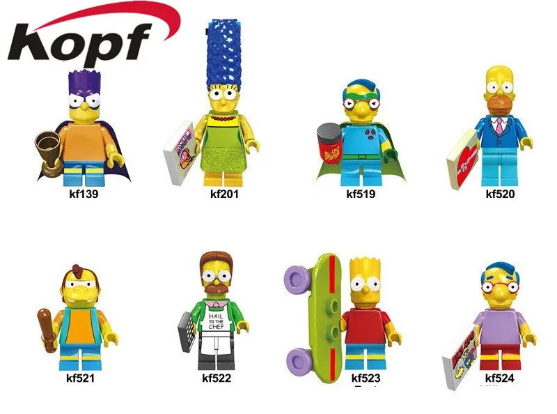 KF201 Одиночная Marge Simpson кирпичи собрать Pronton Milhouse модель Homer действие строительные блоки для детей подарок лучшие игрушки