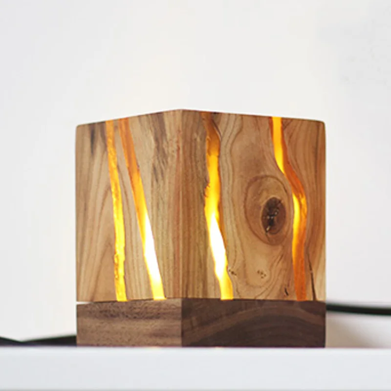 

Crack Wood Night Light Creative Design Bedside Lamp Bar Desk Decoration Lighting
