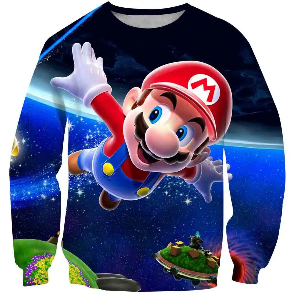 

2021 3D Sweatshirt Anak Mario Permainan Carton Game Anime Jumper Streetwear Pullover Shirt Teen Boys Sportwear Funny Girls Kids