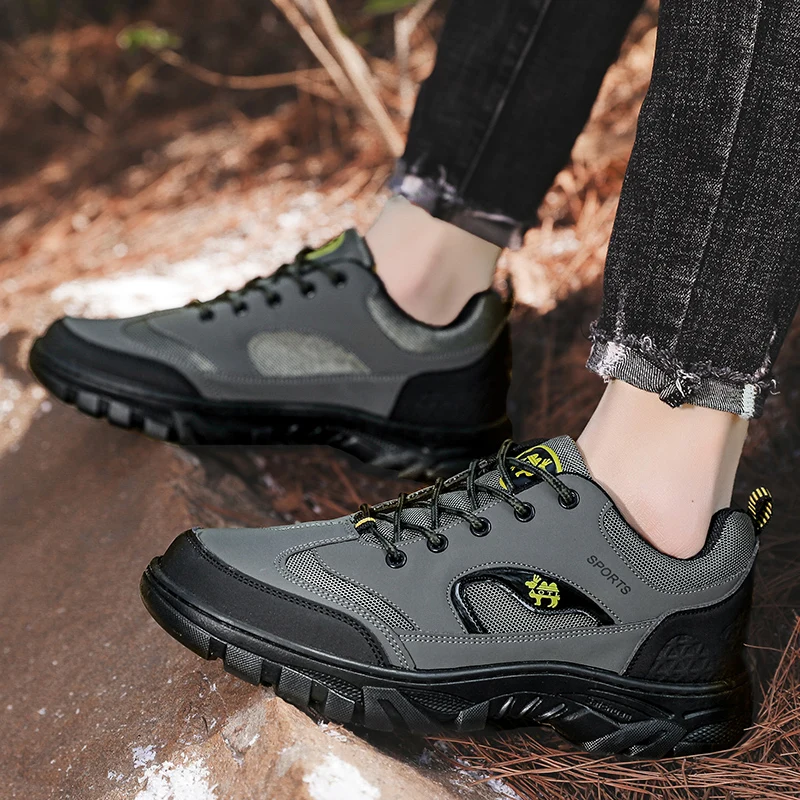 Brand Mens Trekking Shoes Waterproof Leather Sneakers Breathable Mens Safety Boots Work Shoes Male Outdoor Snow Boots for Men