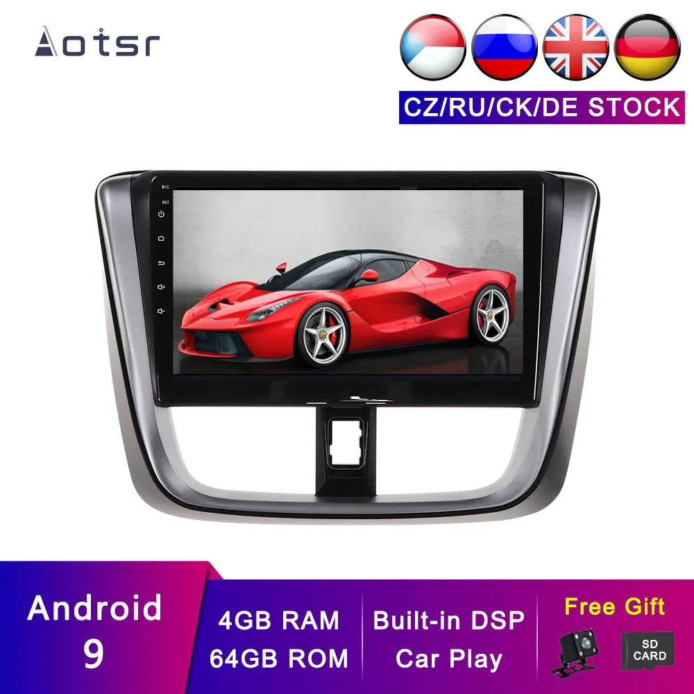 

AOTSR Android 9 Car GPS For Toyota Vios / Yaris 2014-2017 Car Navigation Auto Multimedia DSP Player Stereo Head Unit 4G +64G