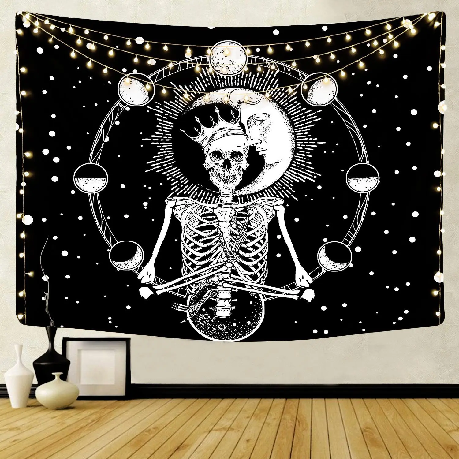 

Mandala Skull Moon Wall Hanging Tapestry Boho Hippie Psychedelic Wall Cloth Carpet Yoga Mat Tapestry Wall Hanging Home Decor