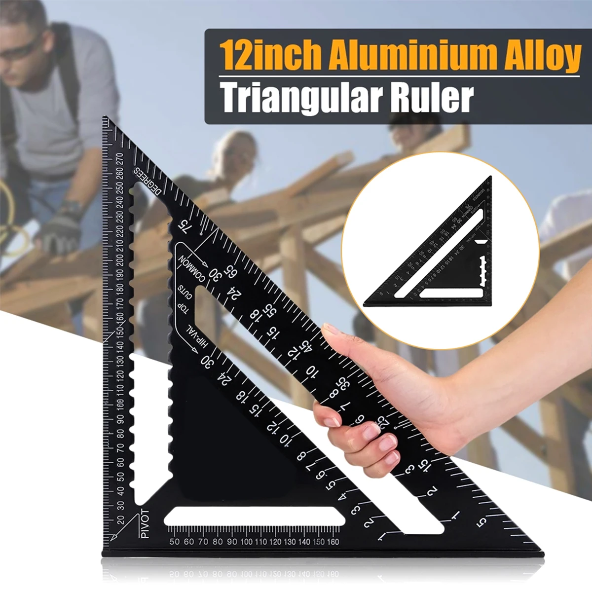 

12 inch Adjustable Combination Square Angle Ruler With Bubble Level Multifun ctional Gauge Measuring Tools& 1pcs Triangle Ruler
