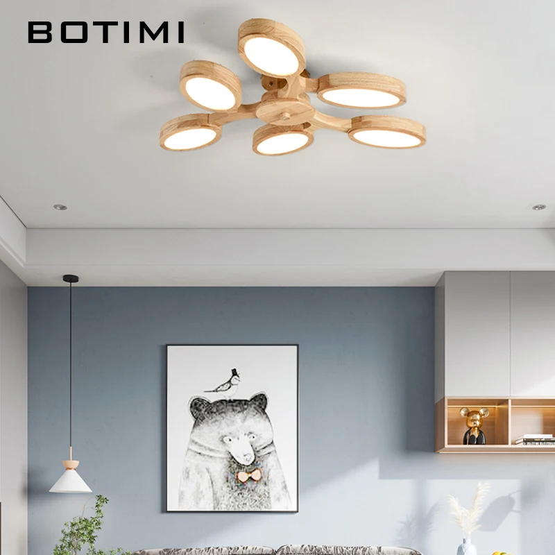 Светодиодный светильник из цельного дерева в форме современные деревянные