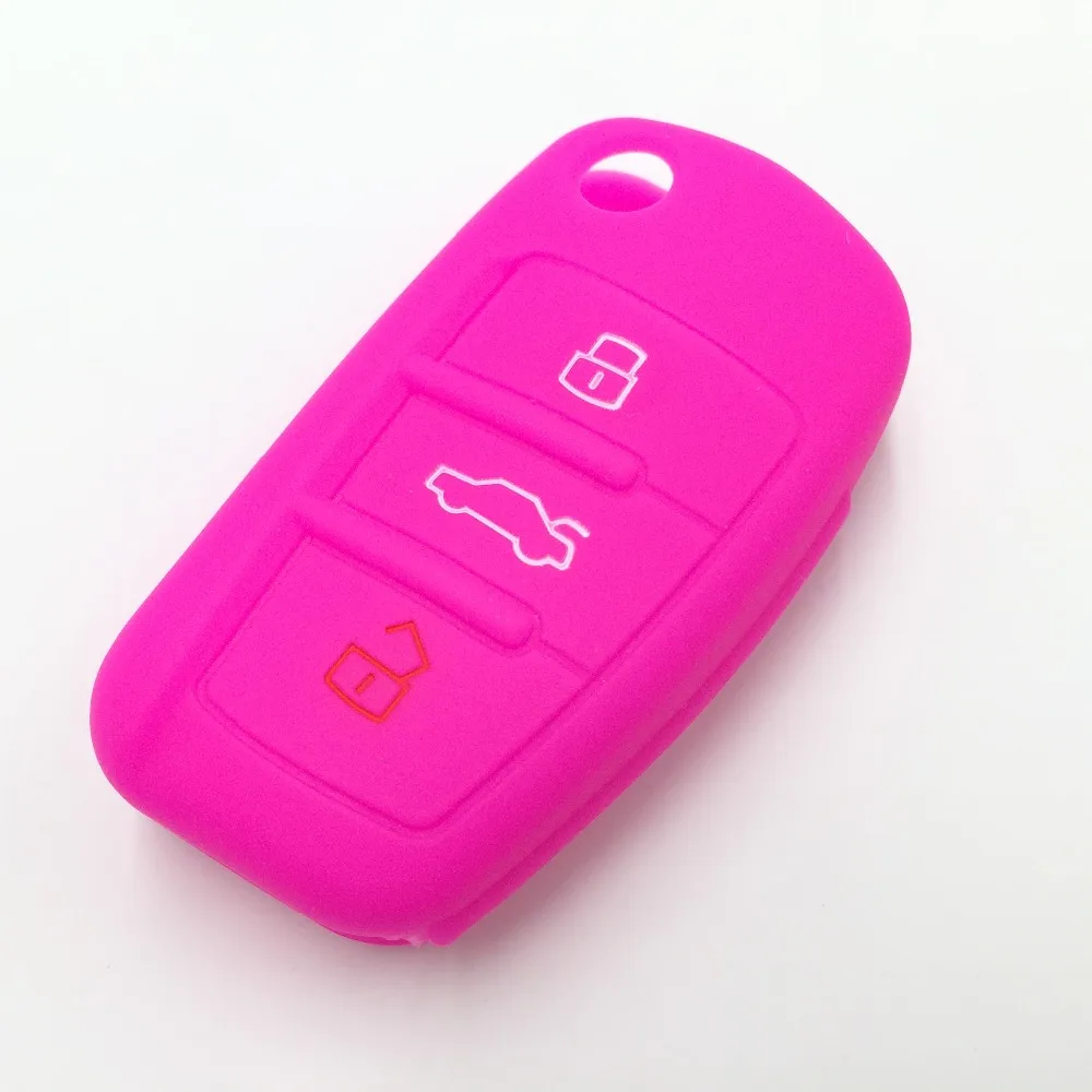 Черный красный 3 кнопки силиконовый чехол для ключей автомобиля Audi A3 A4 A6 складной