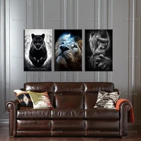 canvas painting wall art with frame black cool gorilla lions leopards animal nordic posters home minimalism bedroom home decor