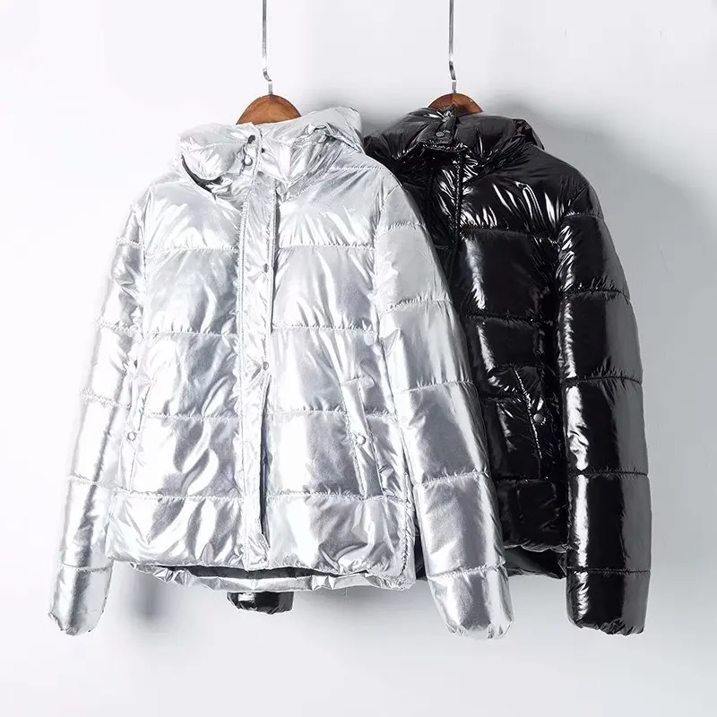 Серебристая Женская куртка средней длины теплое пальто для женщин