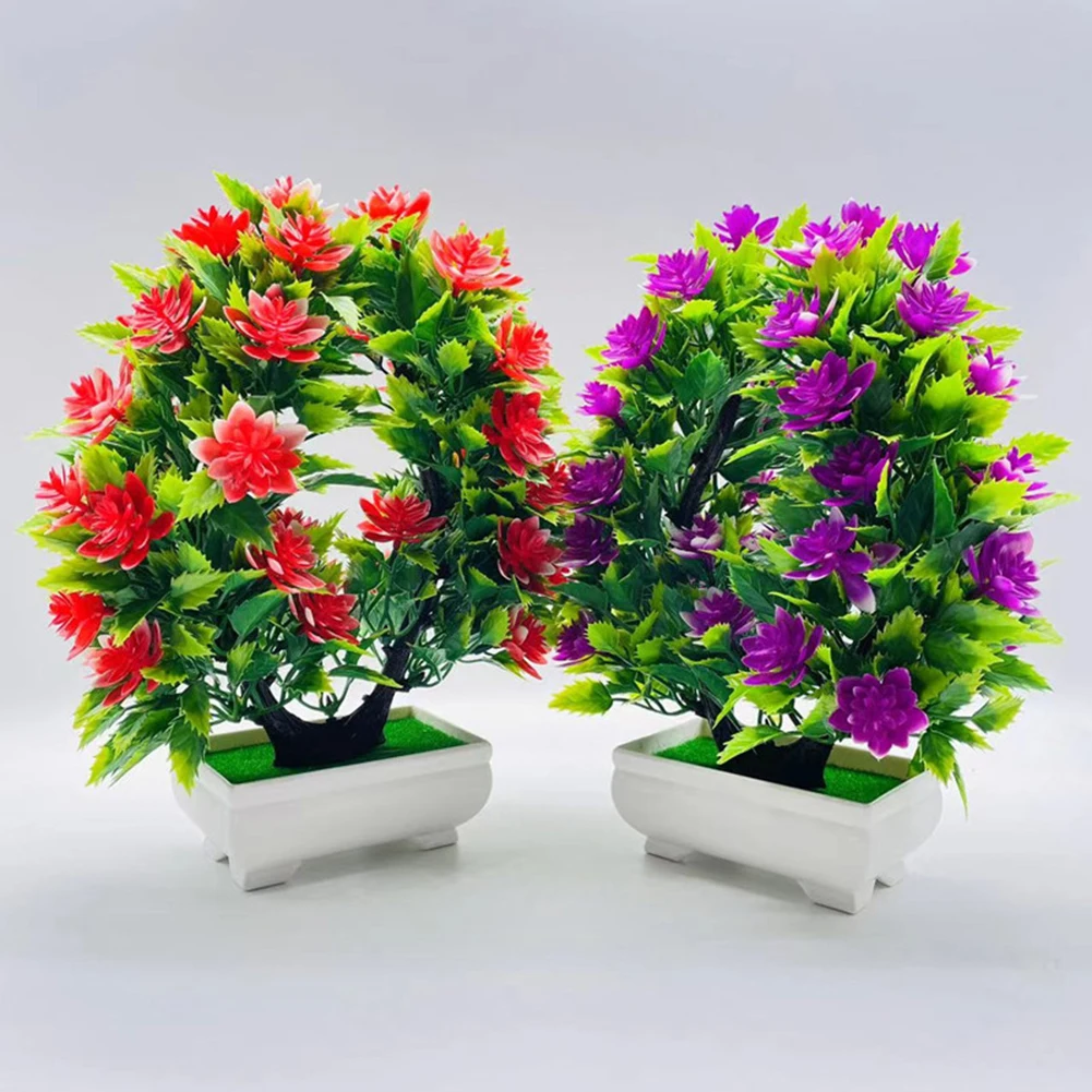 

1PC Artificial Flower FakeFalse Plants Flowers Garden With Pot Outdoor Decor Wedding Party Home Table Decorations