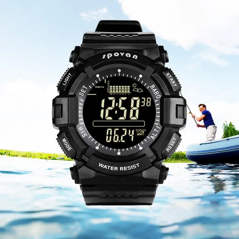 Мужские Цифровые Смарт часы для рыбалки барометр альтиметр термометр